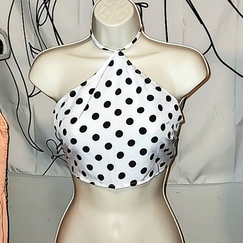 Polka dot halter crop top